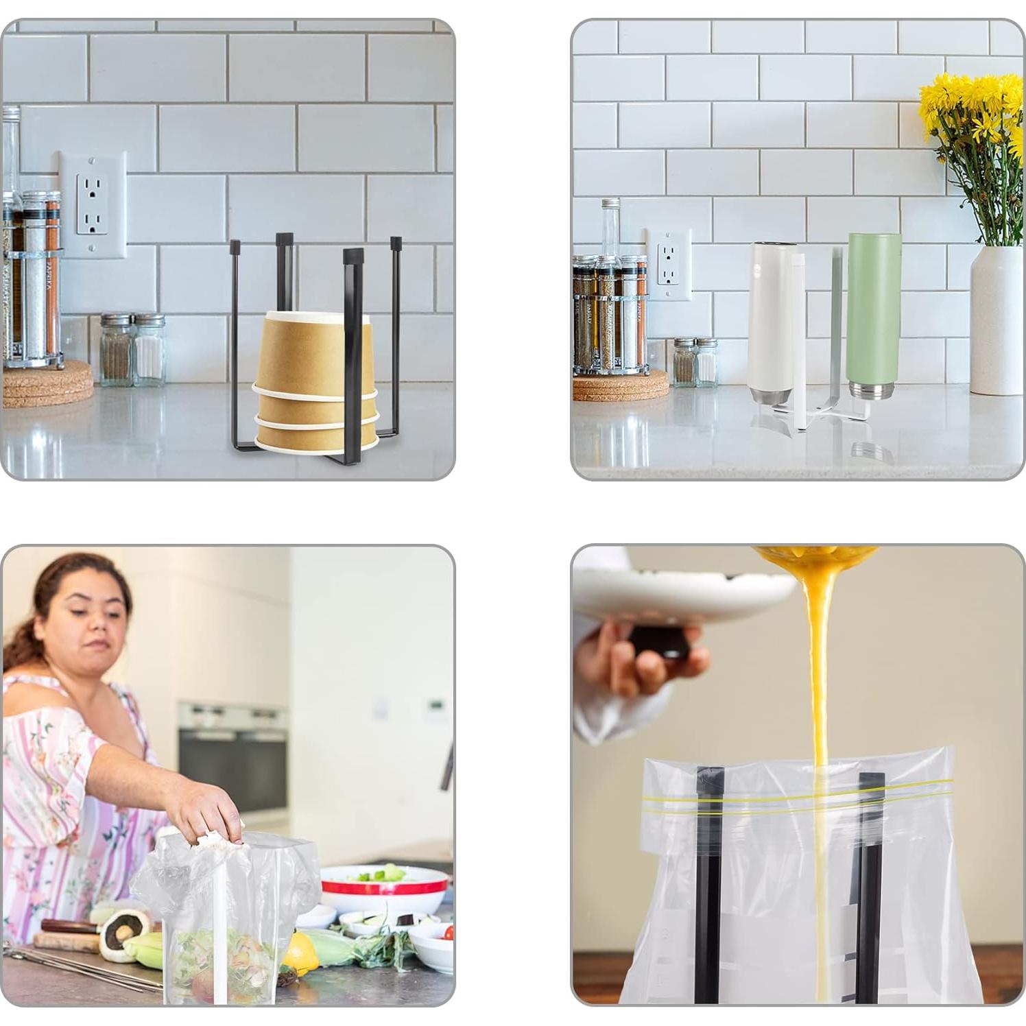 Soporte Multifuncional para Secar Copas y Bolsas de Plástico Negro