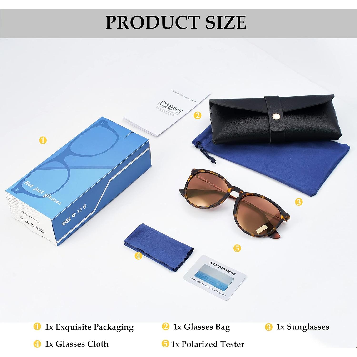 Gafas de sol polarizadas UV400 redondas vintage para hombres y mujeres