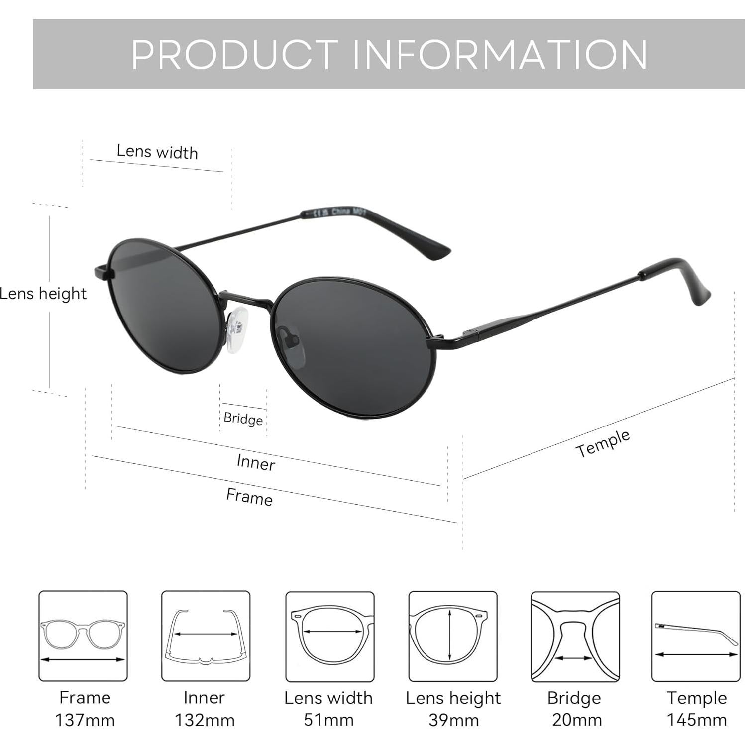 Gafas de sol retro ovaladas ZENOTTIC UV400 polarizadas unisex