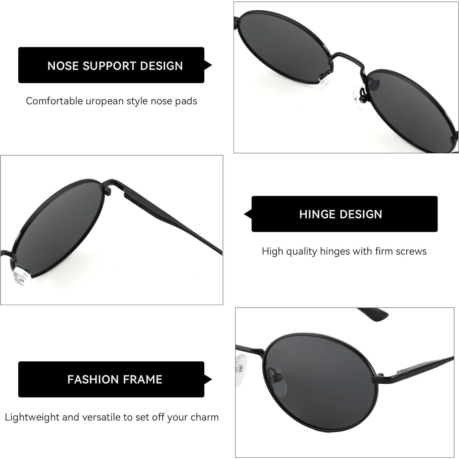 Gafas de sol retro ovaladas ZENOTTIC UV400 polarizadas unisex