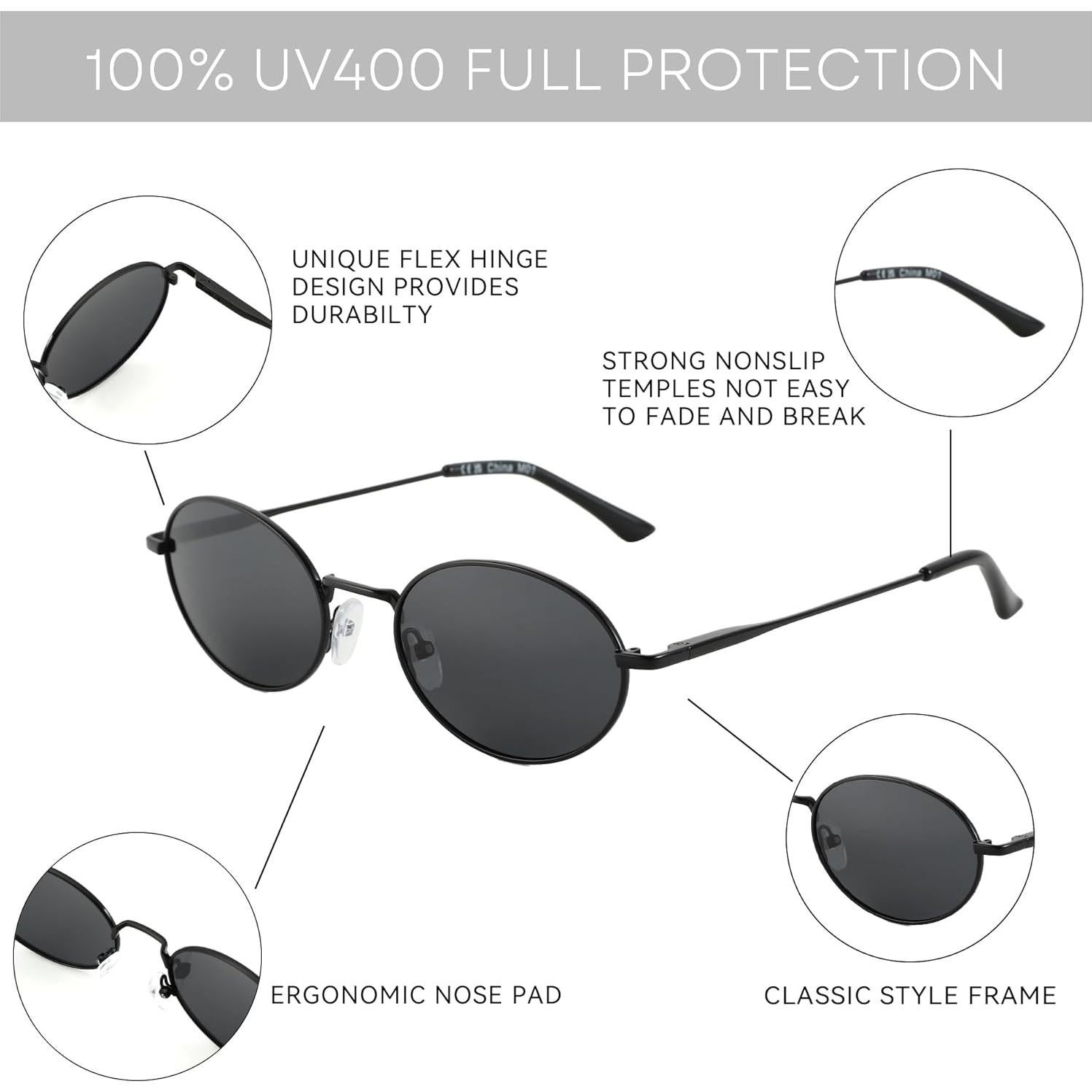 Gafas de sol retro ovaladas ZENOTTIC UV400 polarizadas unisex