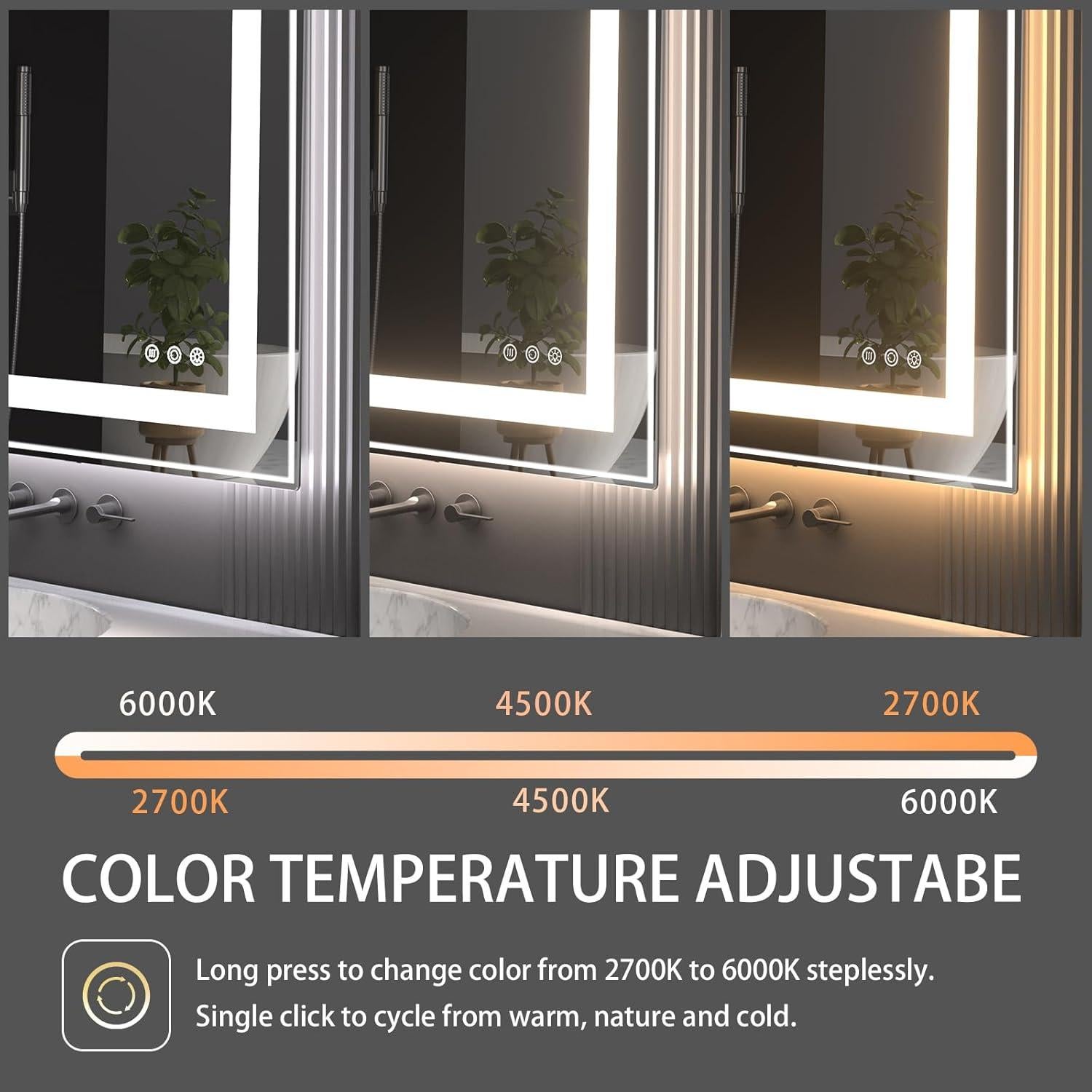 Espejo de Baño LED AUATZ 81x61 cm Iluminado Anti-Vaho