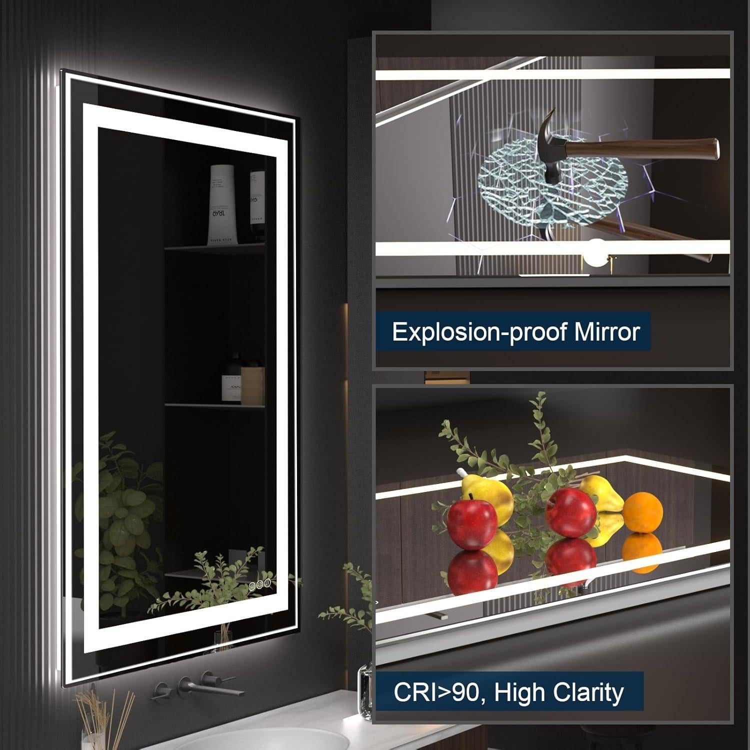 Espejo de Baño LED AUATZ 81x61 cm Iluminado Anti-Vaho