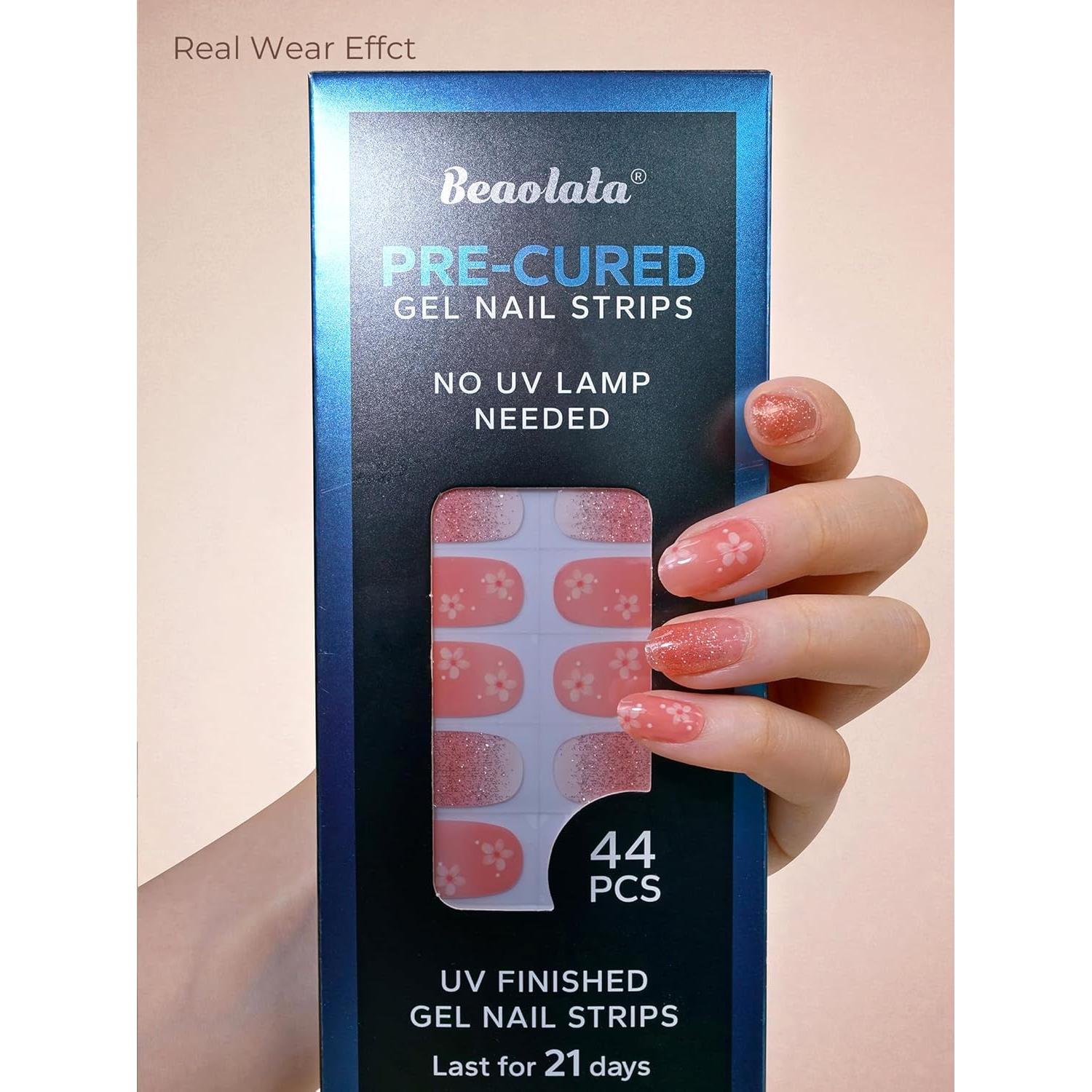 Tiras de Uñas de Gel Precuradas Beaolata - 44PCS Rosa