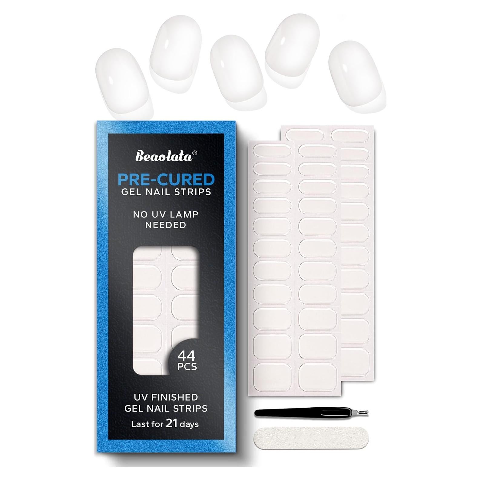 Tiras de Uñas de Gel Precuradas 44PCS - Impermeables y Fáciles de Usar