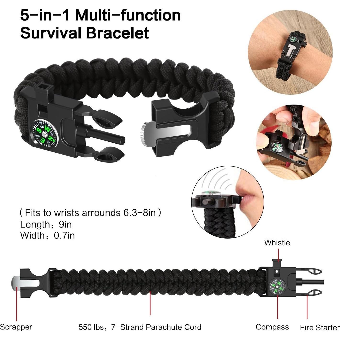 Kit de Supervivencia XUANLAN 13 en 1 con Pulsera y Encendedor