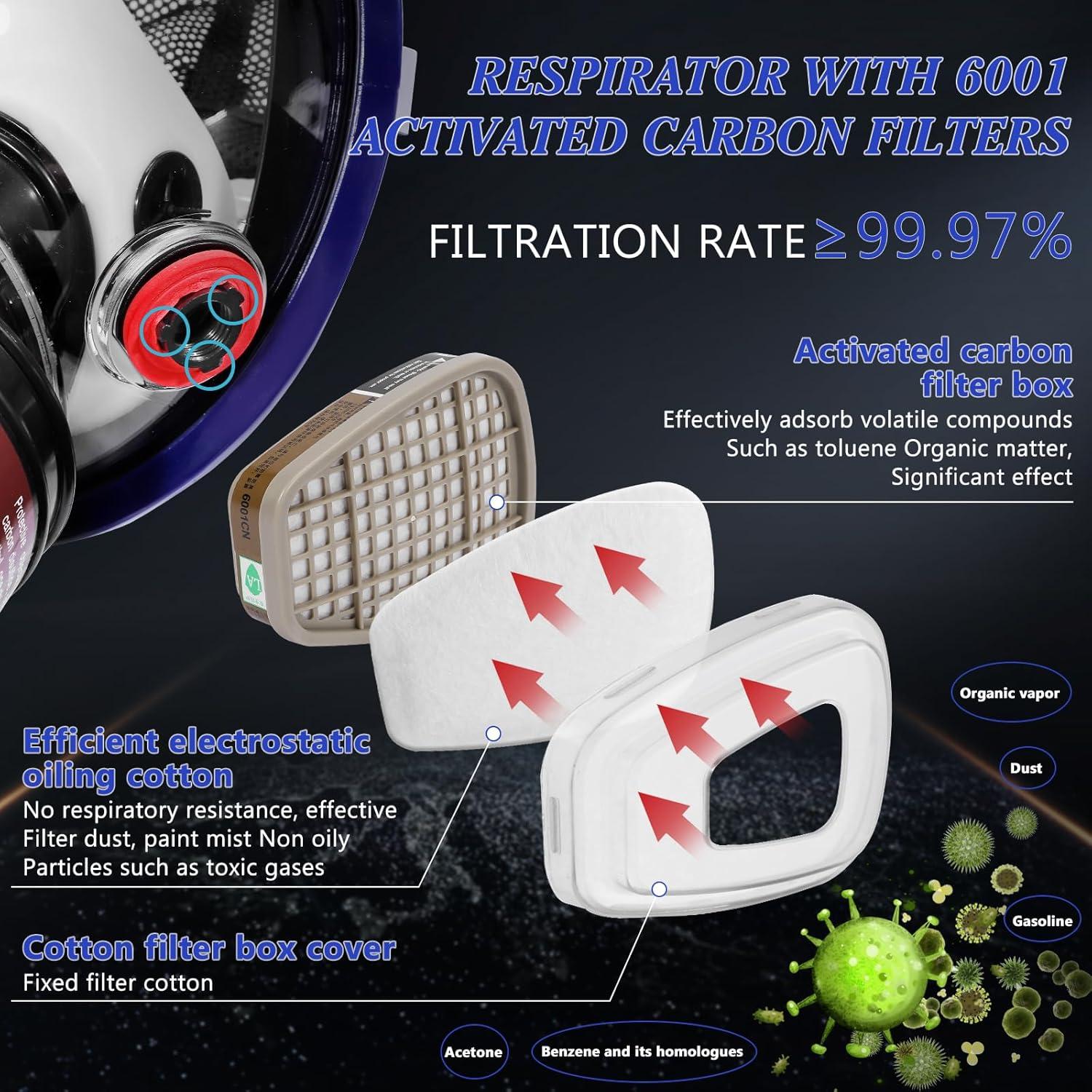 Máscara de Respirador Completa 4008 con Filtro 6001 - Protección Química