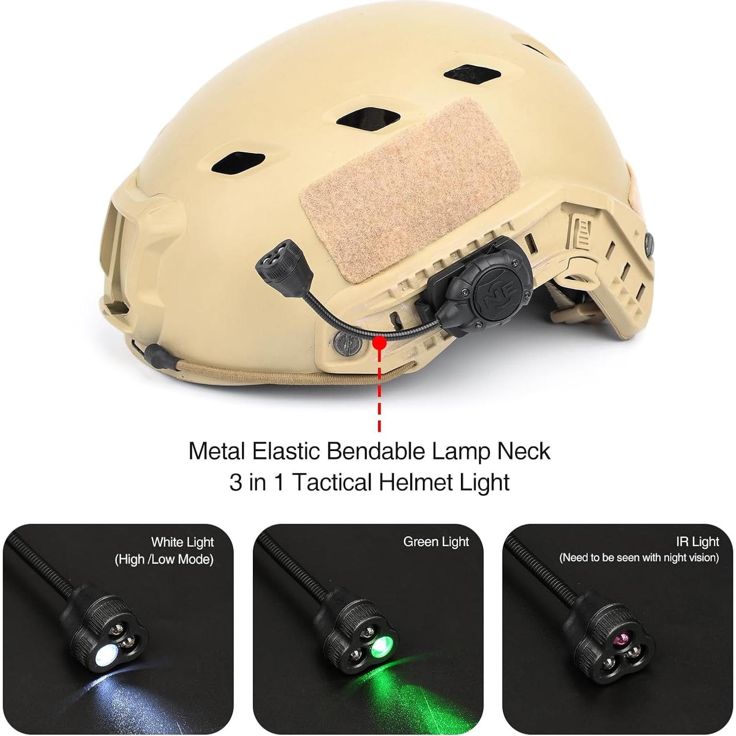 Luz Táctica para Casco NECARL 3 en 1 LED IR Verde Blanco