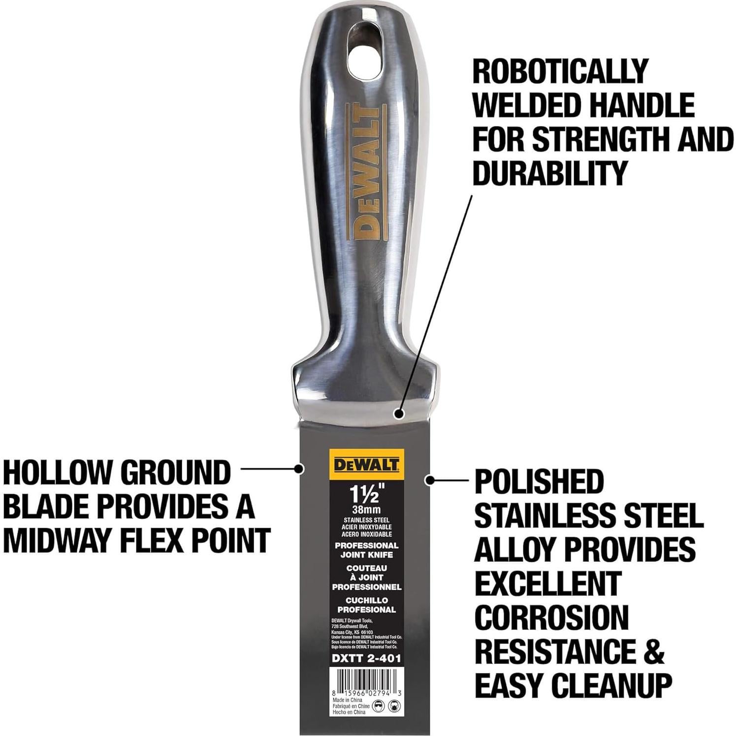 Cuchillo de Junta DEWALT 3.81 cm Acero Inoxidable Premium