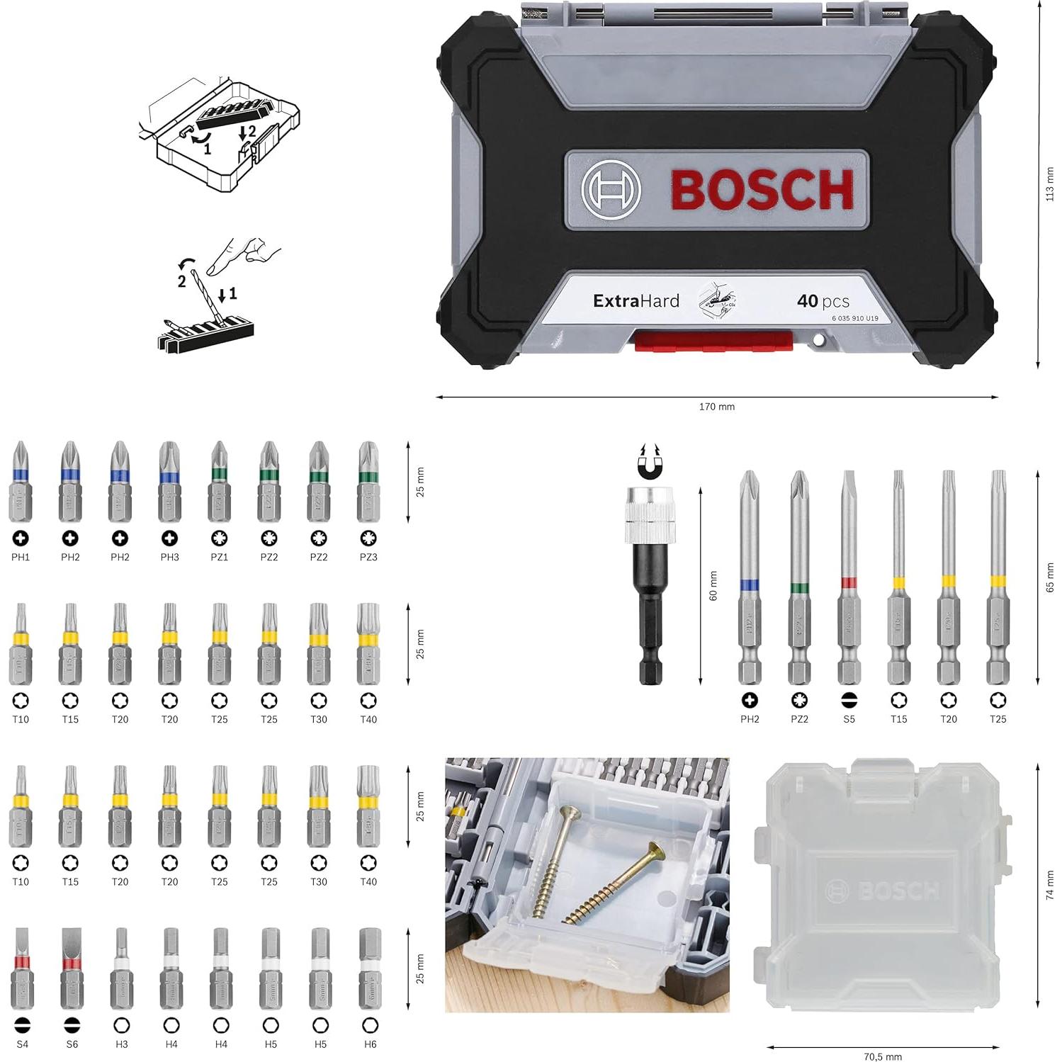 Set de Puntas de Destornillador Bosch Profesional 40 Piezas