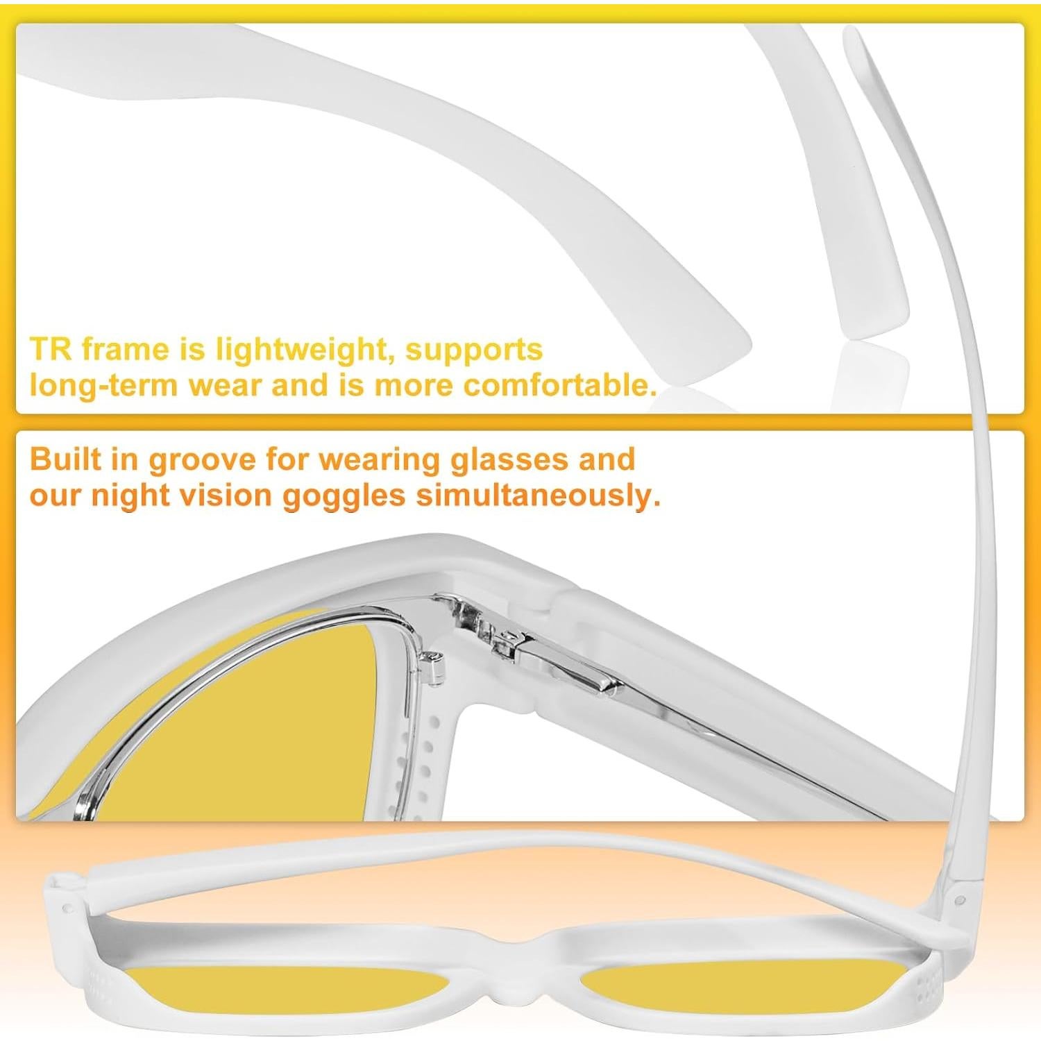 Gafas de Visión Nocturna CARFIA HD Amarillo para Conducir