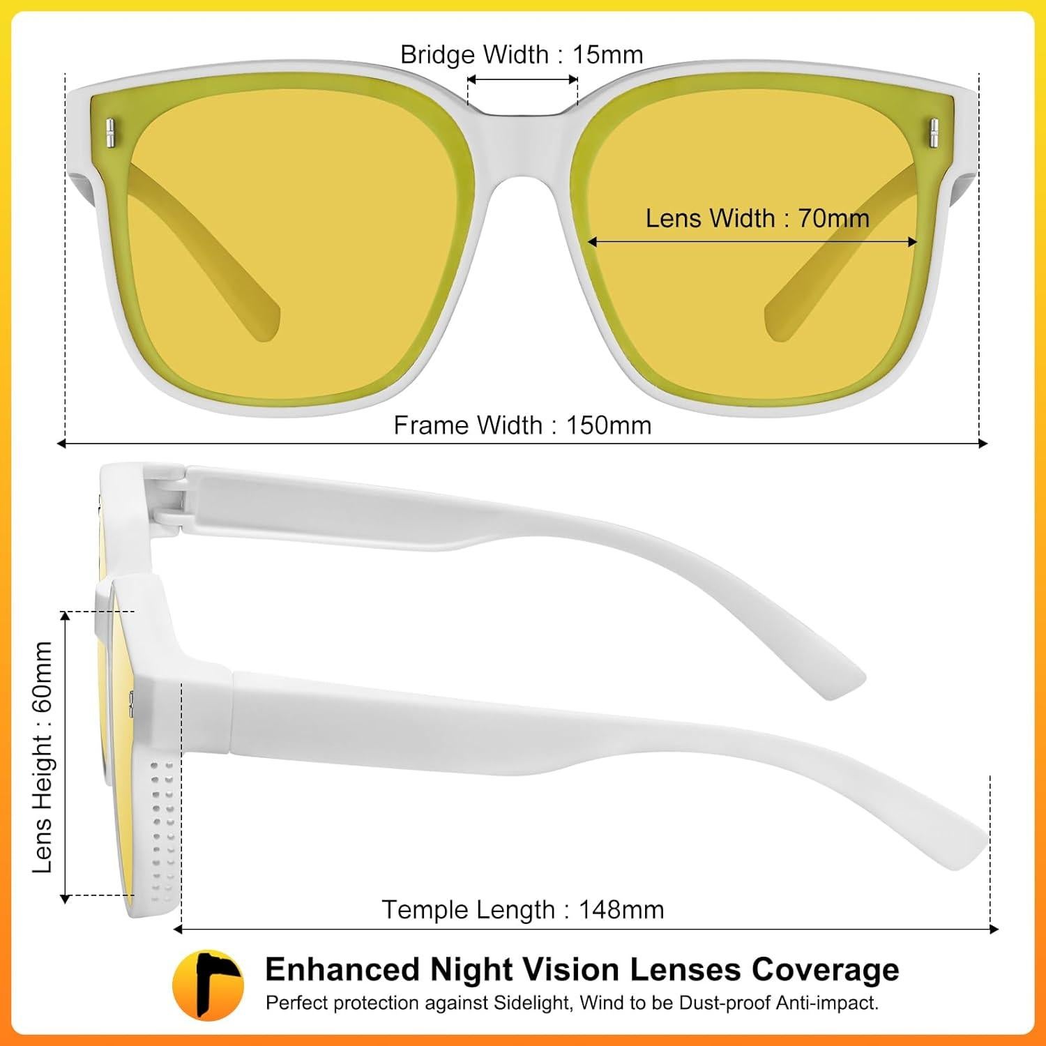 Gafas de Visión Nocturna CARFIA HD Amarillo para Conducir