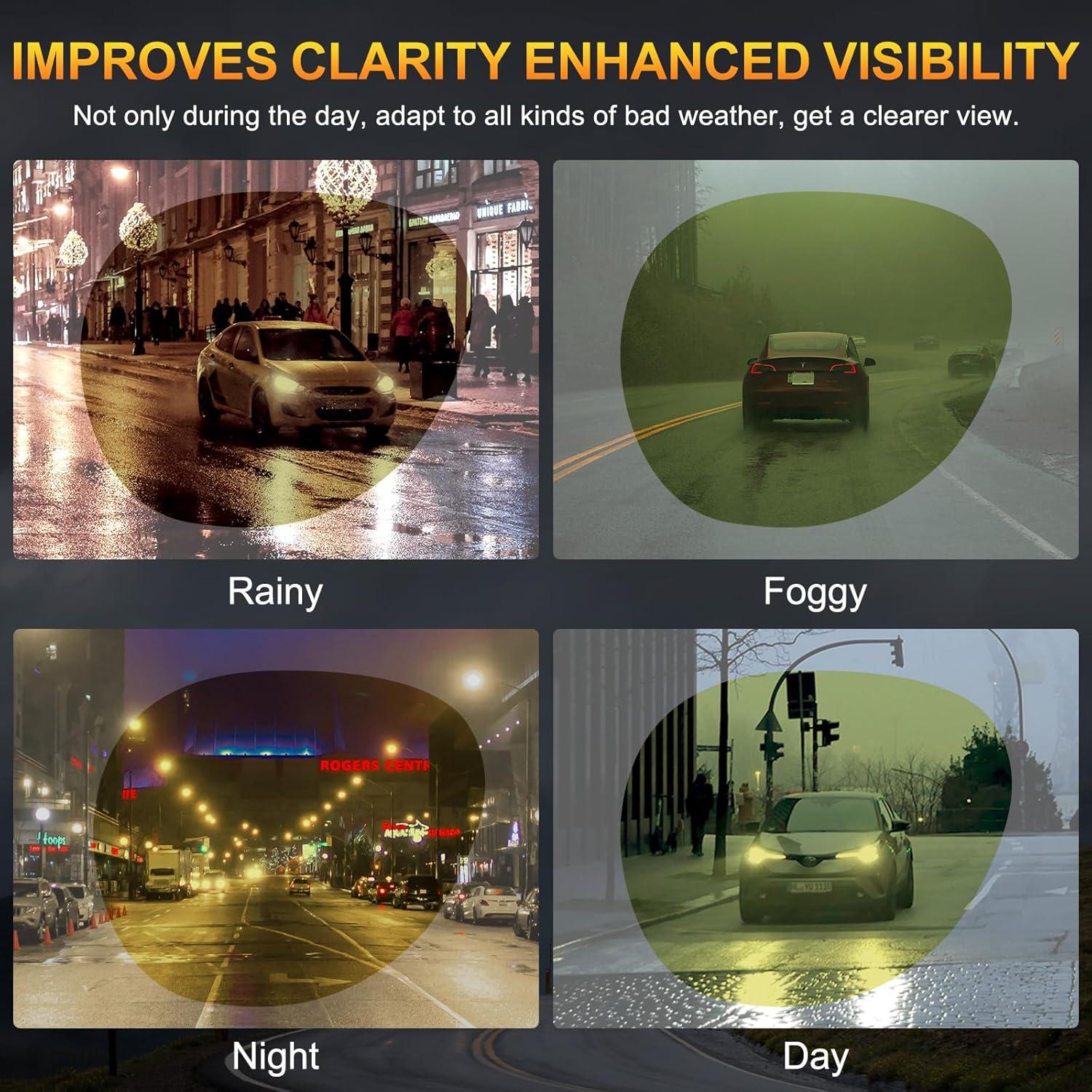 Gafas de Visión Nocturna CARFIA HD Amarillo para Conducir