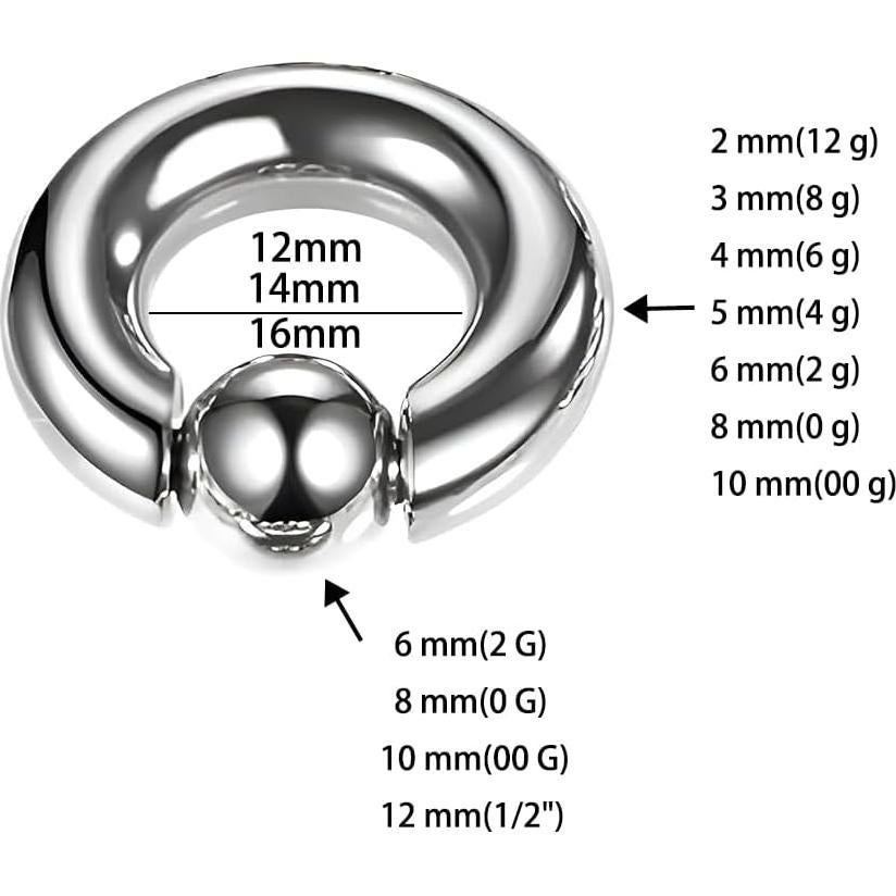 Arete Septum Acero Inoxidable Plata 14mm 2mm Unisex