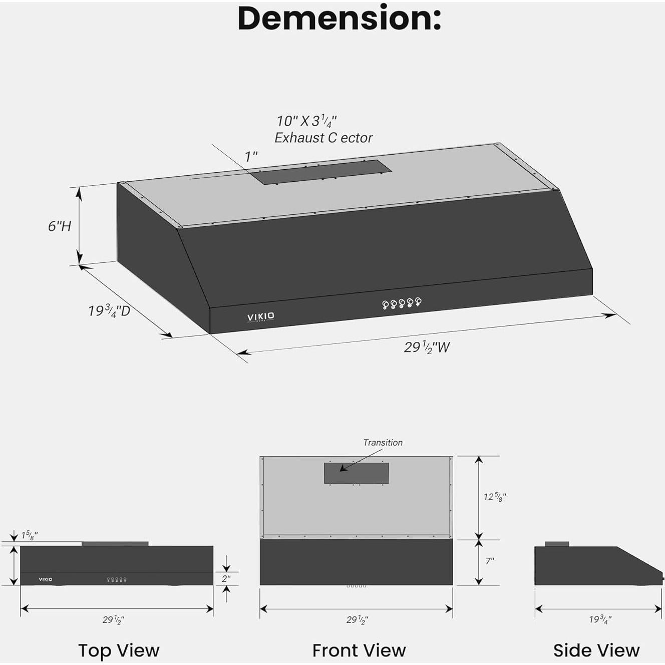 Campana Extractora de Gabinete VIKIO HOME 30" Doble Motor 580 CFM