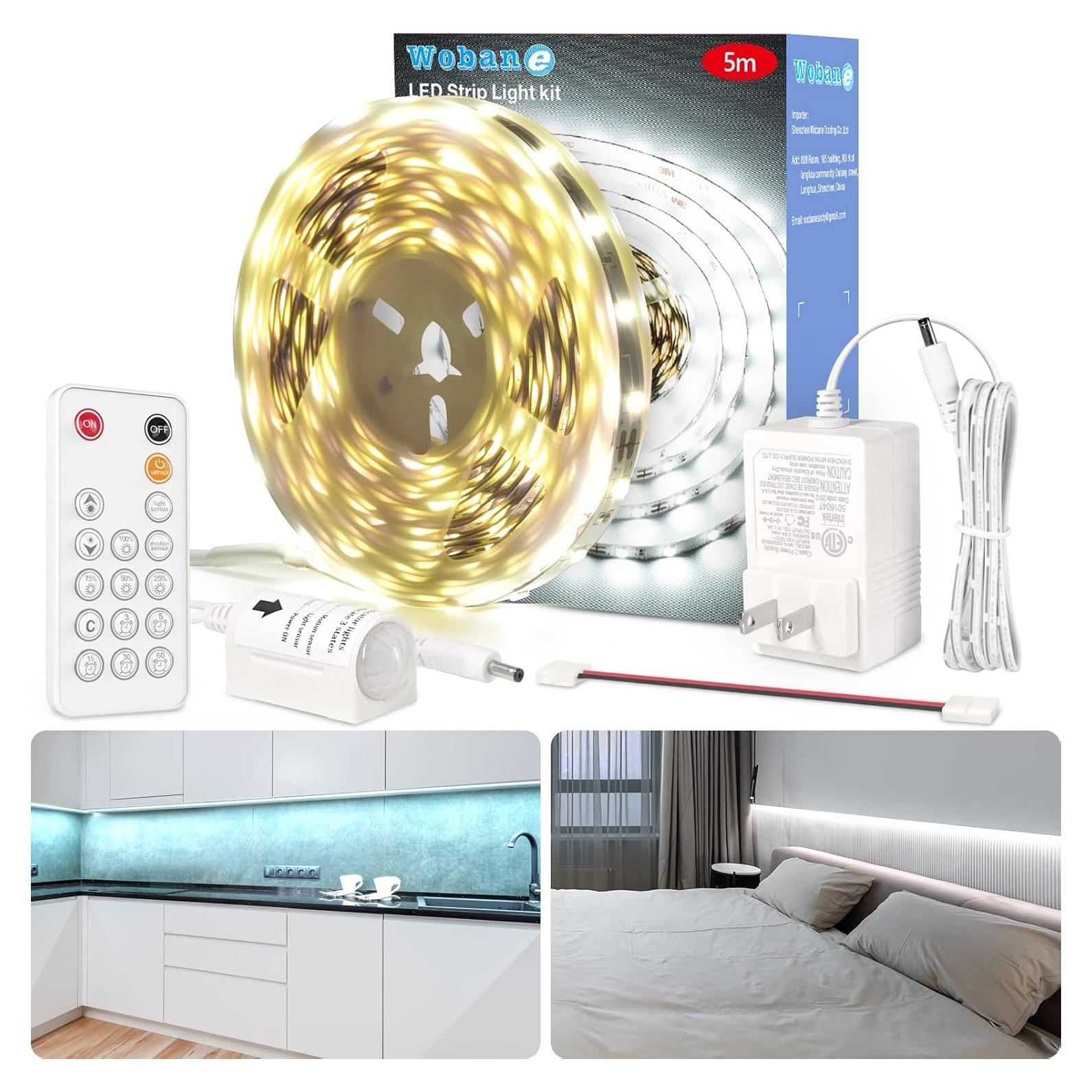 Tira de Luz LED WOBANE 5m con Sensor de Movimiento y Control Remoto