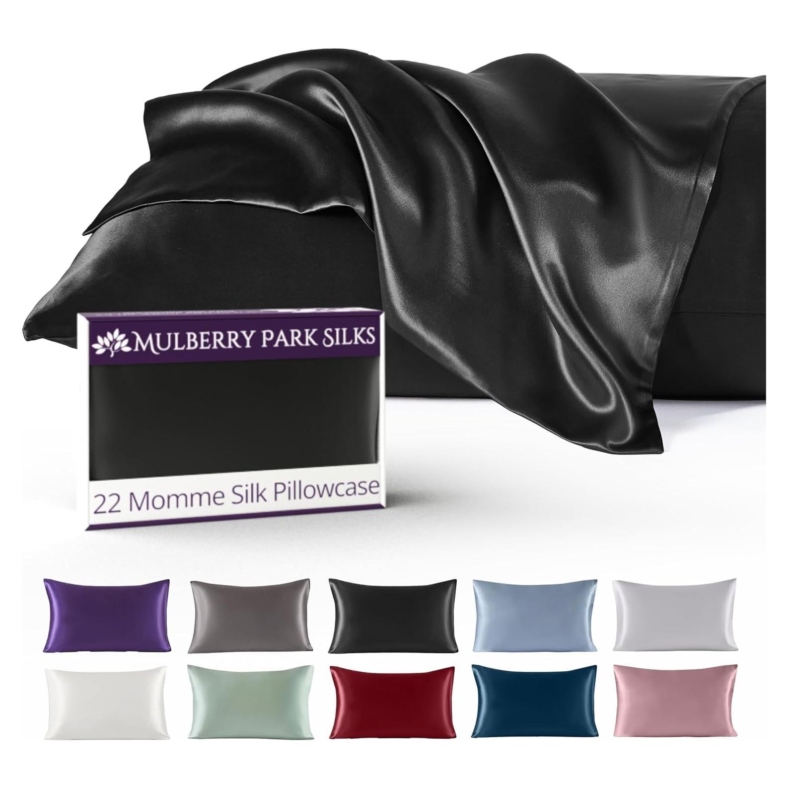 Funda de Almohada de Seda 100% Mulberry Park - 22 Momme Negra
