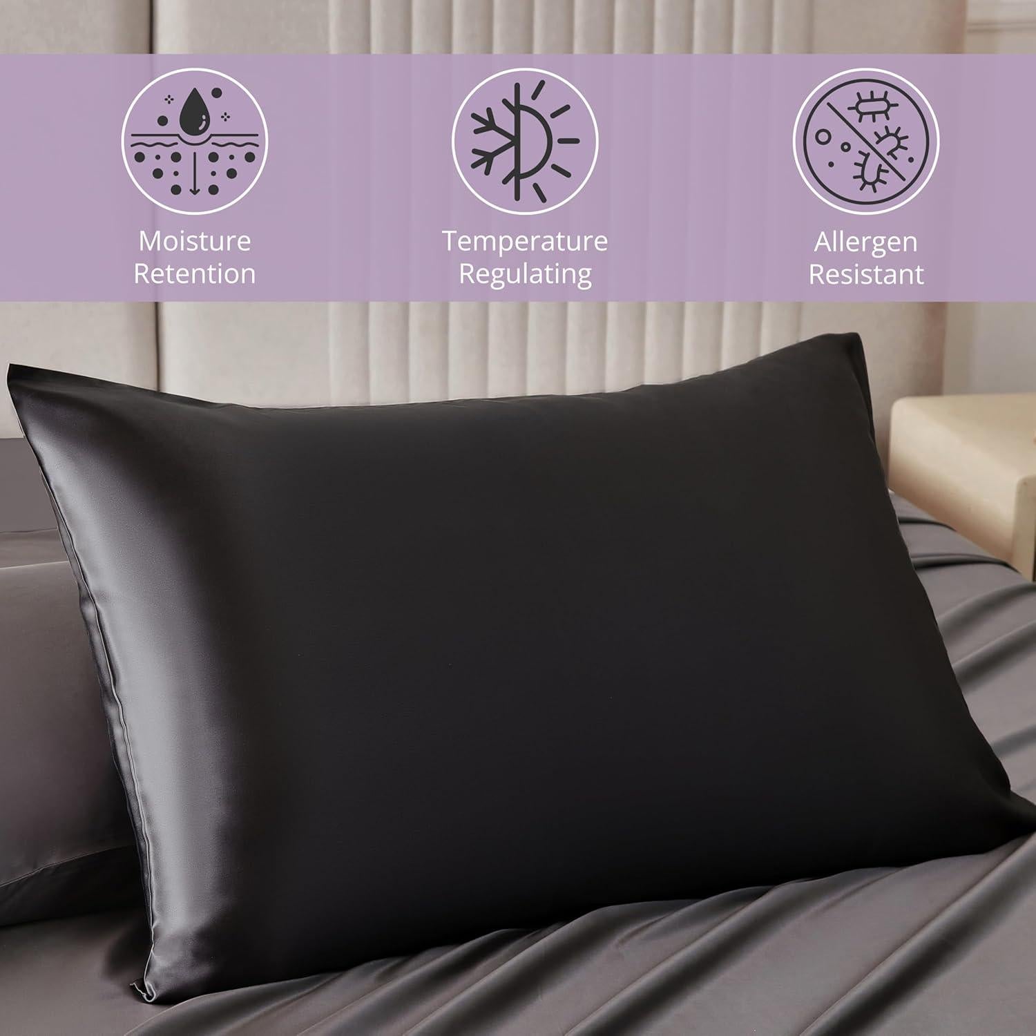 Funda de Almohada de Seda 100% Mulberry Park - 22 Momme Negra