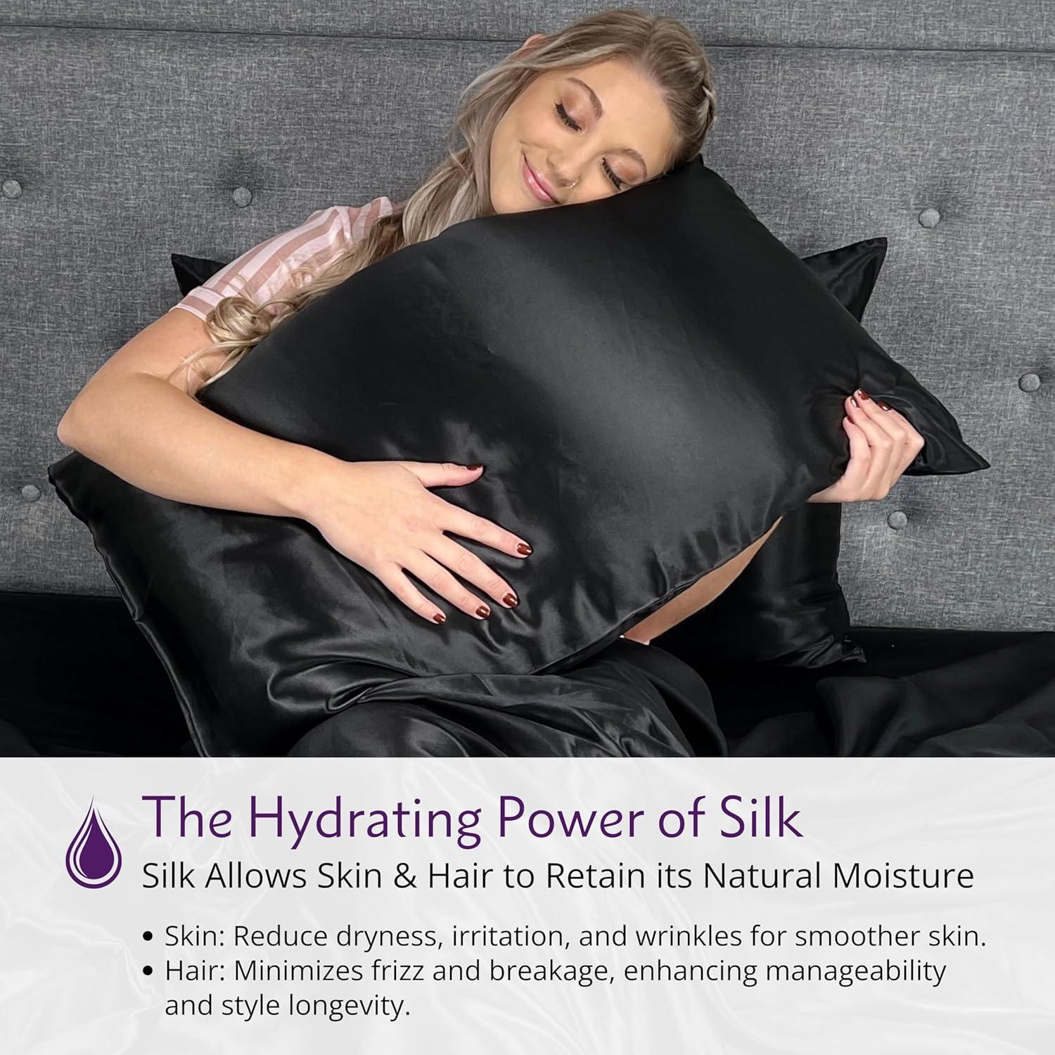 Funda de Almohada de Seda 100% Mulberry Park - 22 Momme Negra