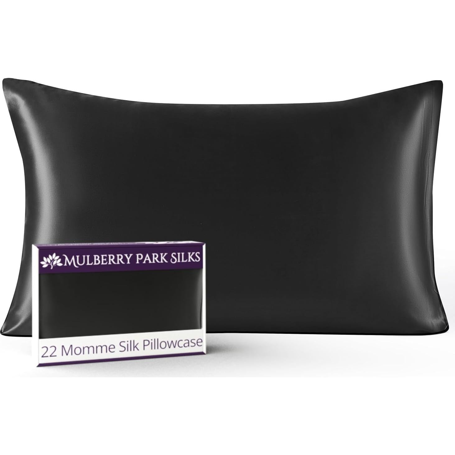 Funda de Almohada de Seda 100% Mulberry Park - 22 Momme Negra