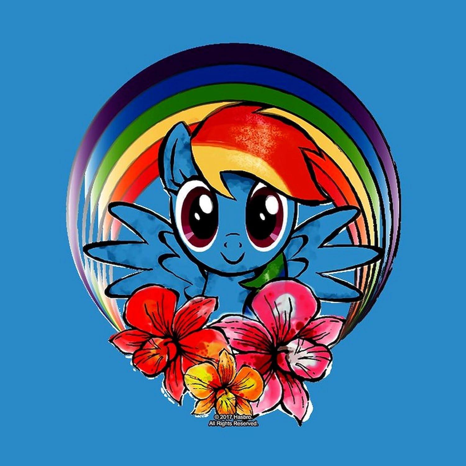 Calcomanía Vinilo CafePress 3x3" Rainbow Dash Flores