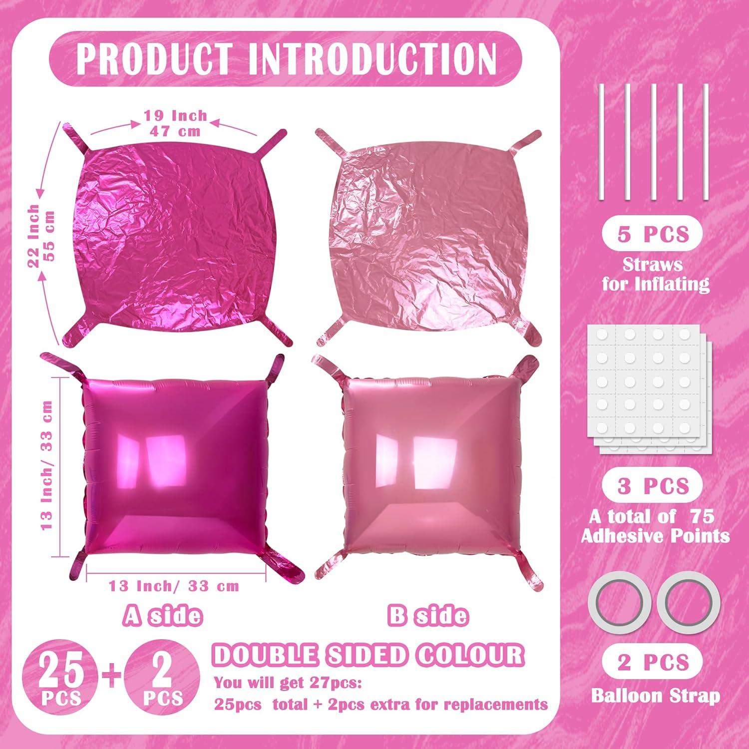 Kit de Pared de Globo Rosa Doble Cara 27pcs Hapidooda 48cm