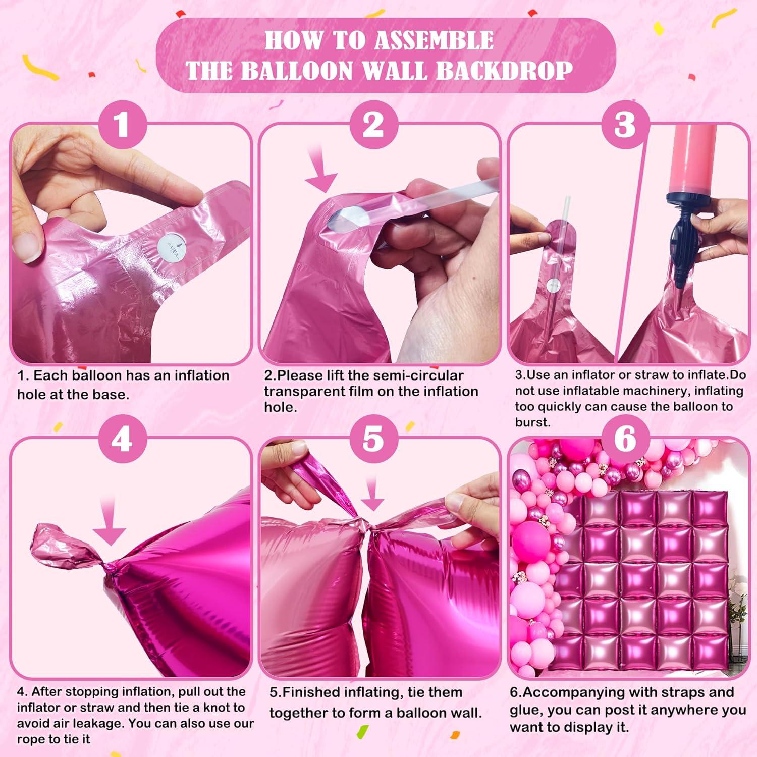 Kit de Pared de Globo Rosa Doble Cara 27pcs Hapidooda 48cm