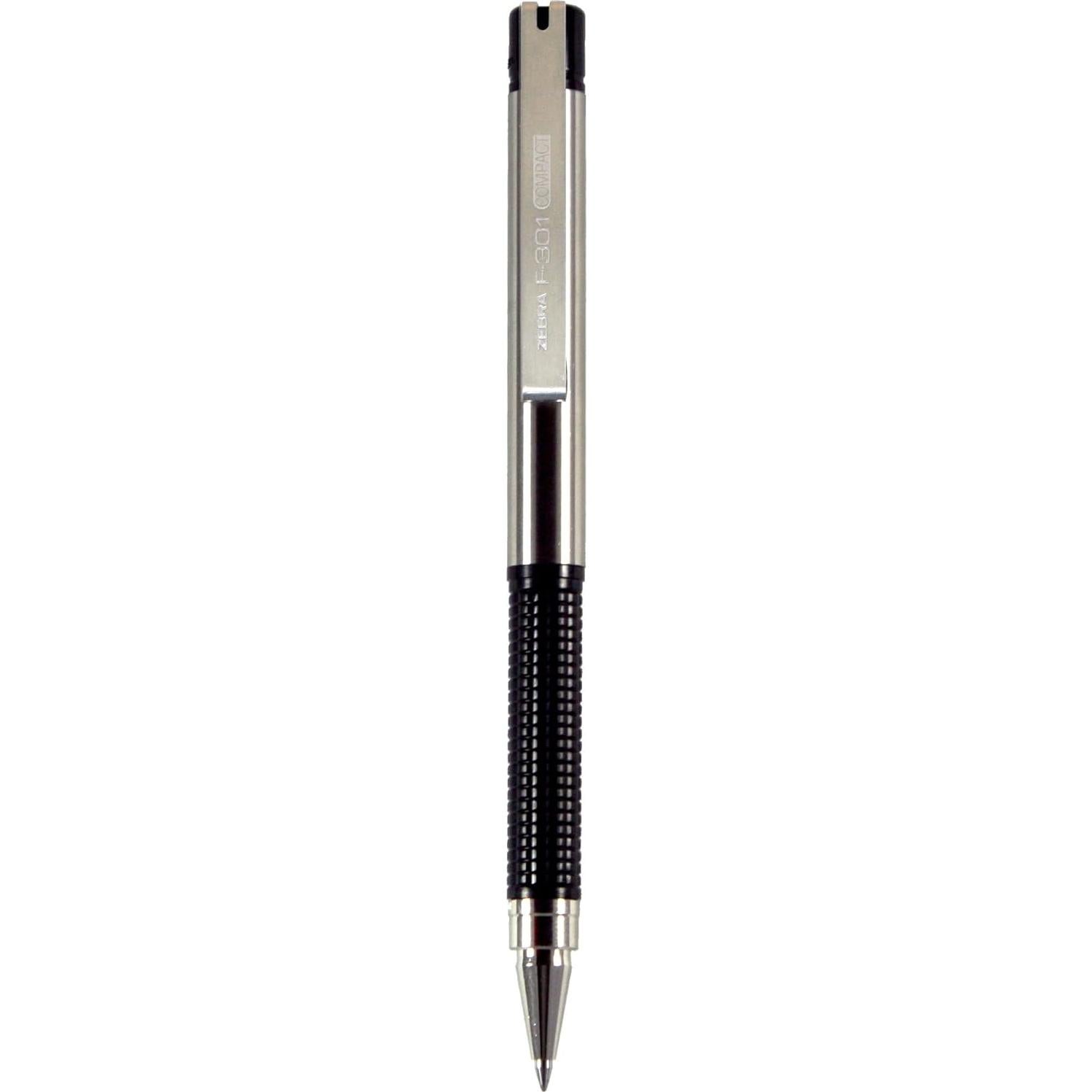Bolígrafo retráctil Zebra Pen F-301, acero inoxidable, 0.7mm, 2 unidades