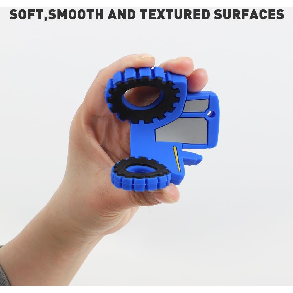 Mordedor de Silicona Cuebo Tractor Azul para Bebés 3+ Meses