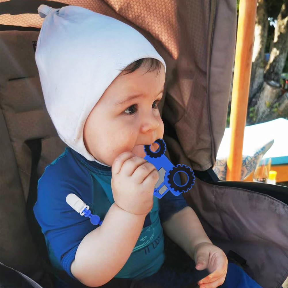 Mordedor de Silicona Cuebo Tractor Azul para Bebés 3+ Meses