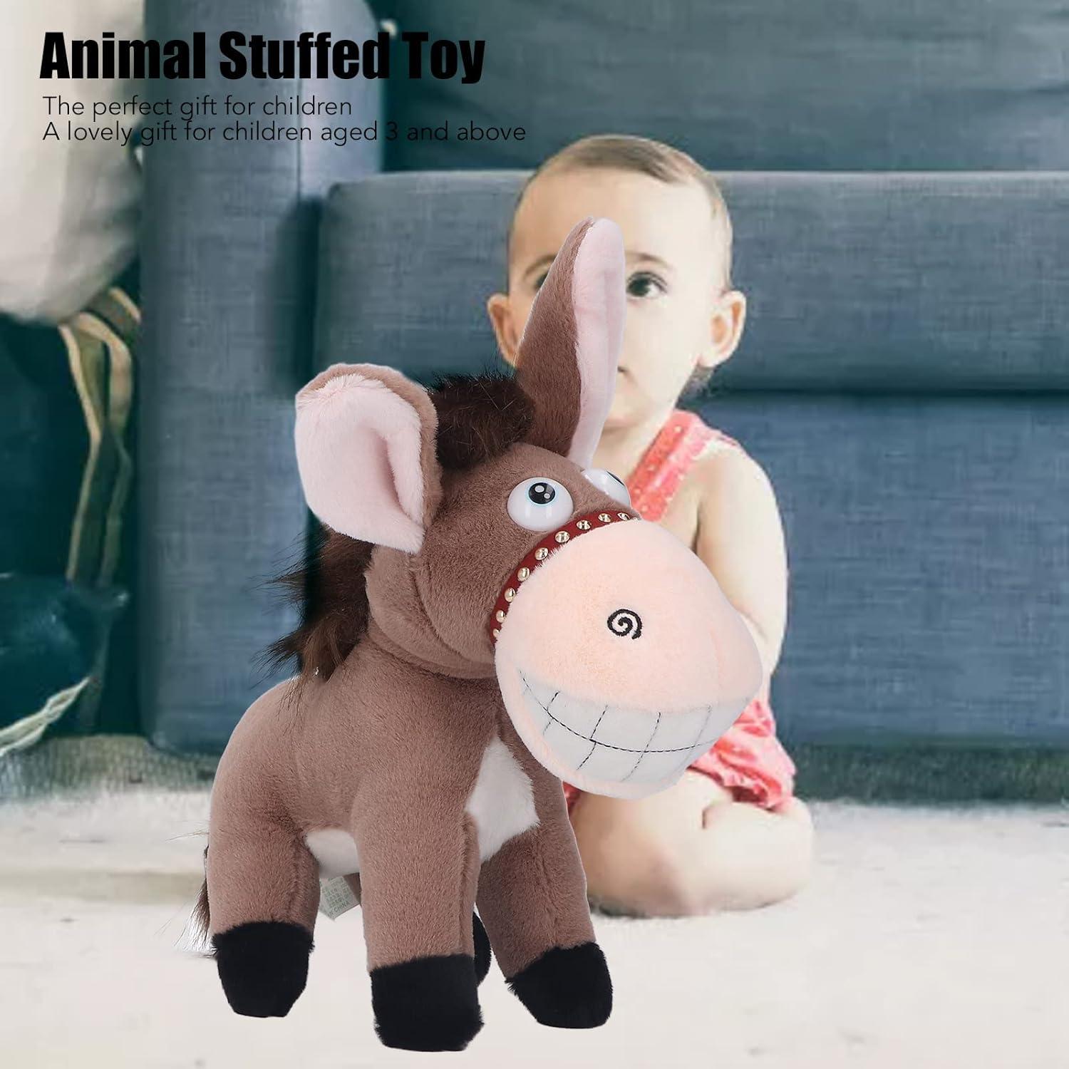 Juguete de Peluche Burro Marrón Cryfokt 30 cm Suave