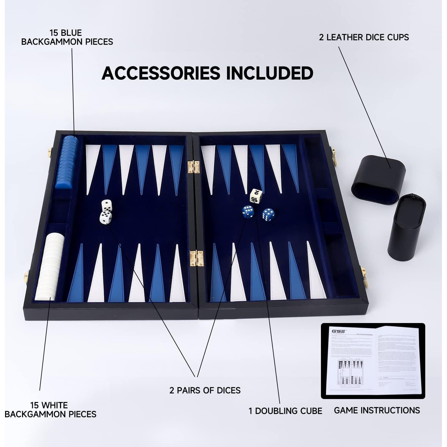 Juego de Damas de Piel GSE - Tablero Plegable 36.8x28.3cm