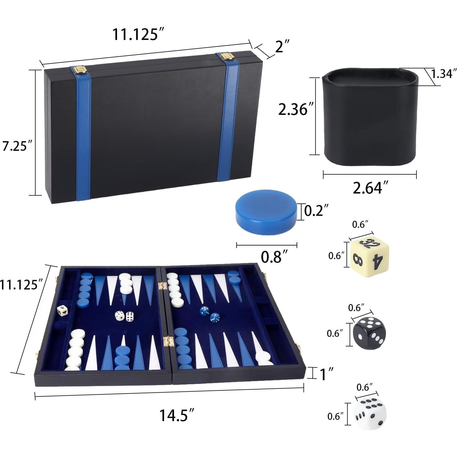 Juego de Damas de Piel GSE - Tablero Plegable 36.8x28.3cm