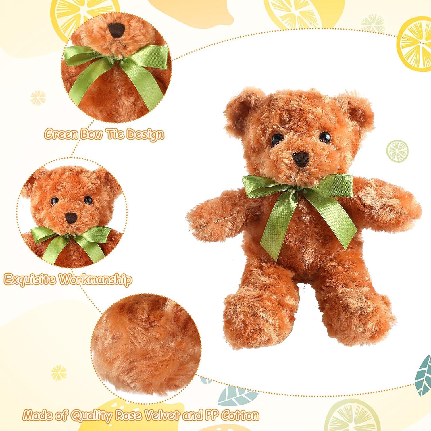 24 Osos de Peluche Hungdao 25.4 cm Suaves con Lazo Verde