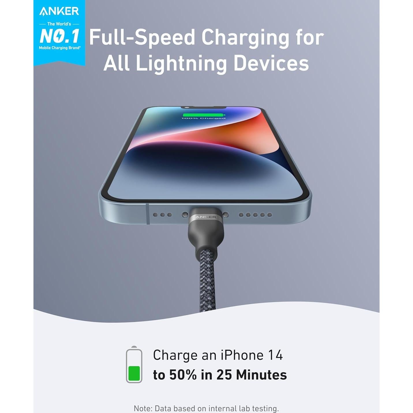 Cable USB C a Lightning Anker 91.44 cm Carga Rápida Reciclado