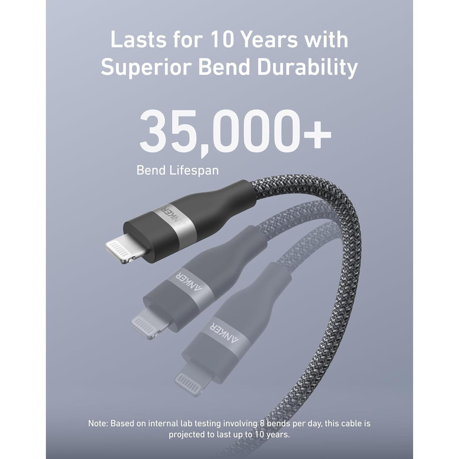 Cable USB C a Lightning Anker 91.44 cm Carga Rápida Reciclado