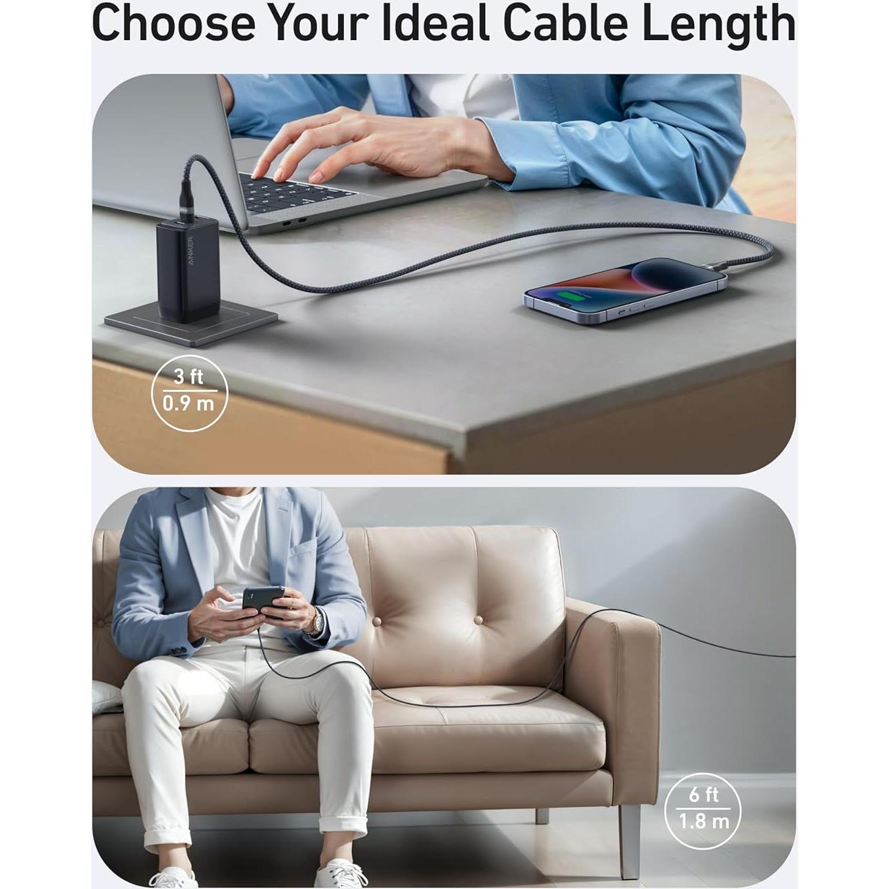 Cable USB C a Lightning Anker 91.44 cm Carga Rápida Reciclado