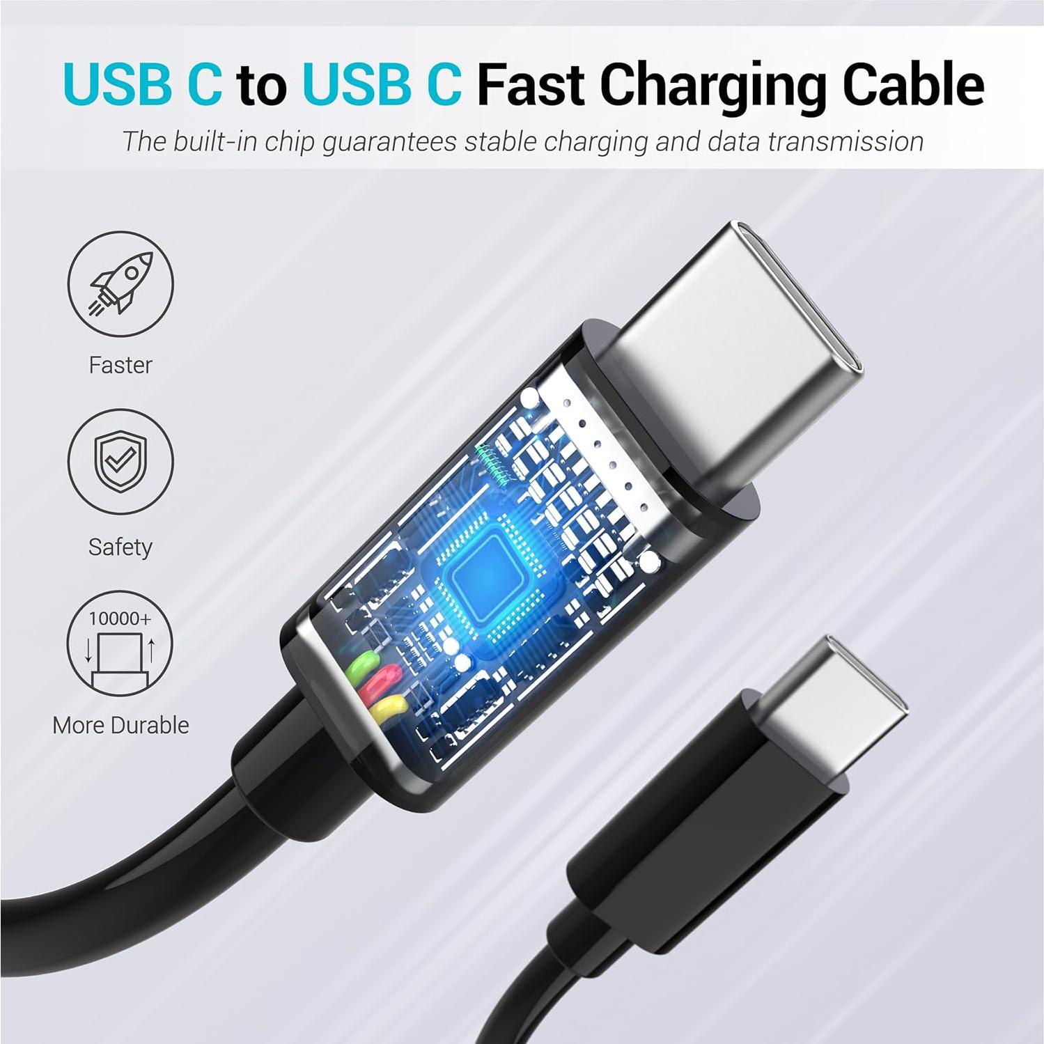 Paquete de 4 Cables USB C a USB C 60W - 2x1.83m y 2x3.05m Negro