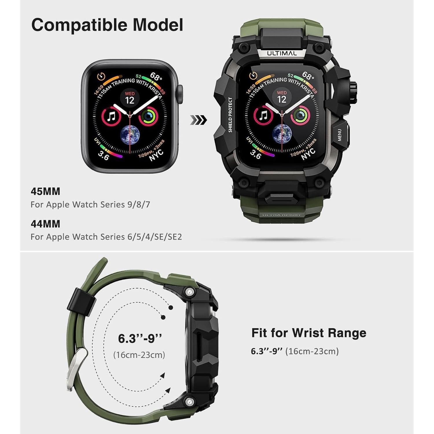 Funda Resistente Ultimal para Apple Watch 44mm Verde Militar