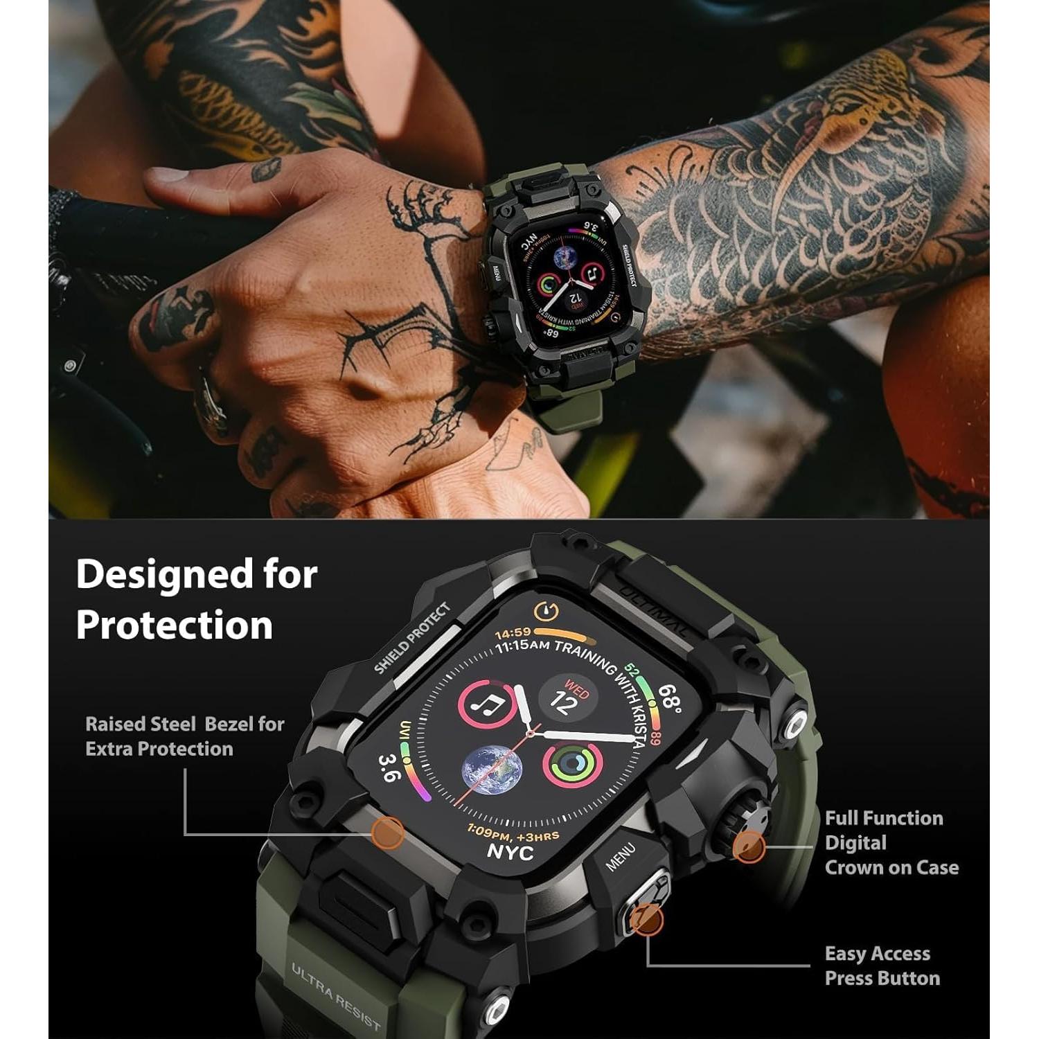 Funda Resistente Ultimal para Apple Watch 44mm Verde Militar