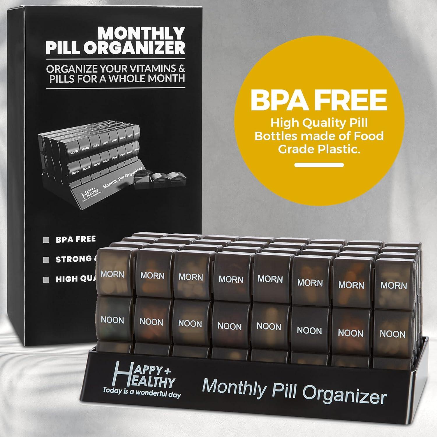 Organizador de Pastillas Mensual MEDca - 32 Compartimentos Negro