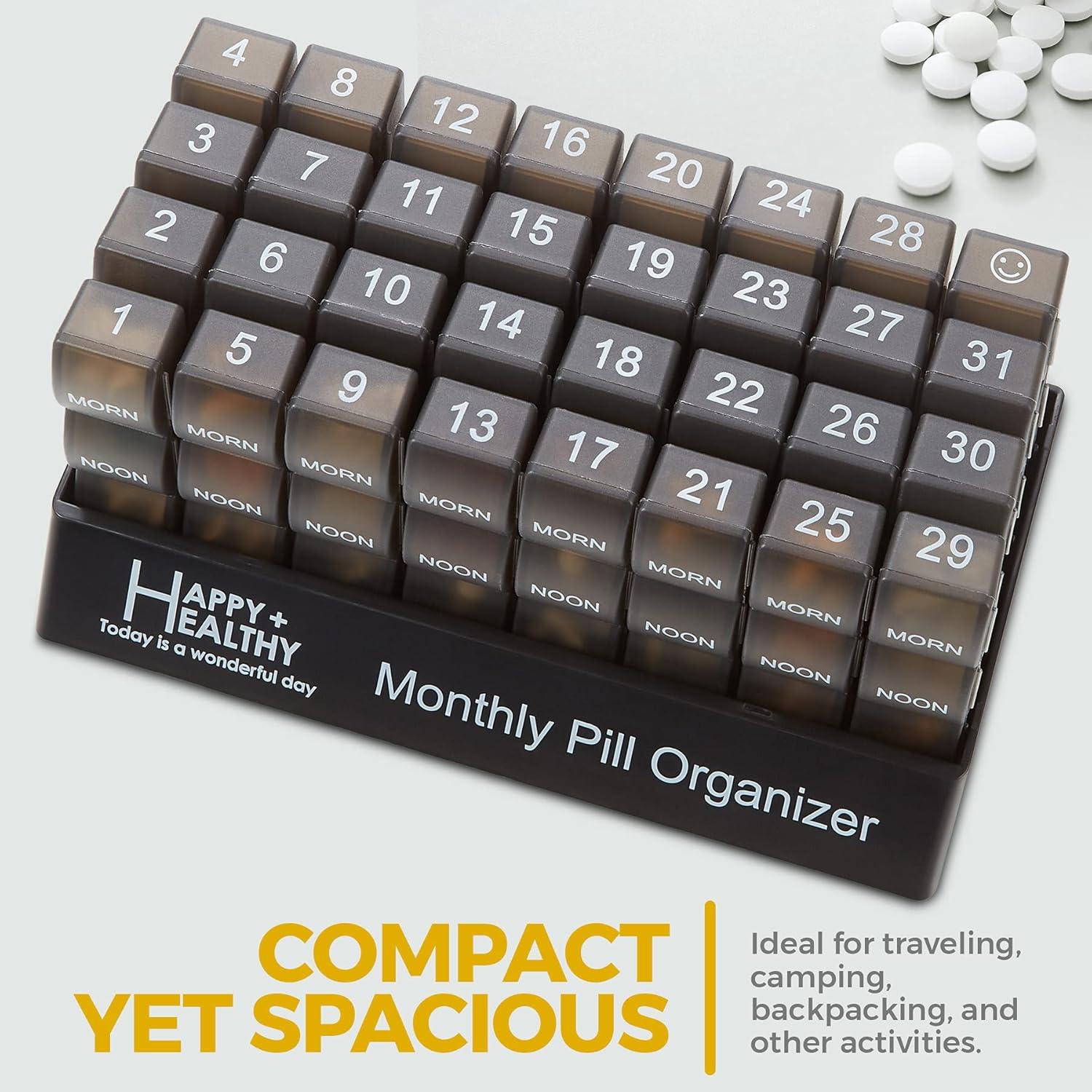 Organizador de Pastillas Mensual MEDca - 32 Compartimentos Negro