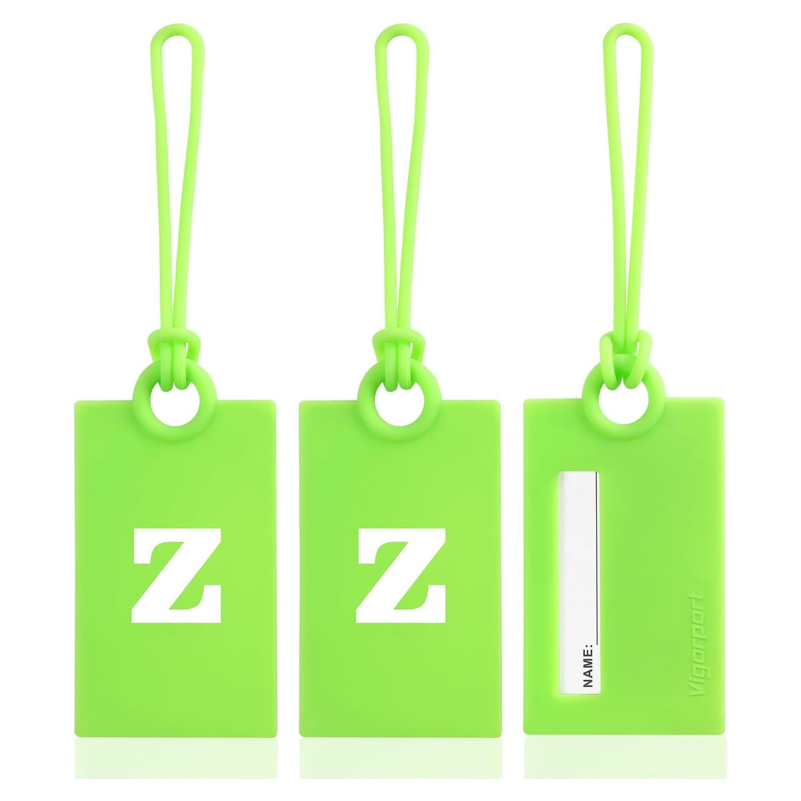 Etiquetas de Equipaje Vigorport Silicona Verde Letra Z - Paquete de 3