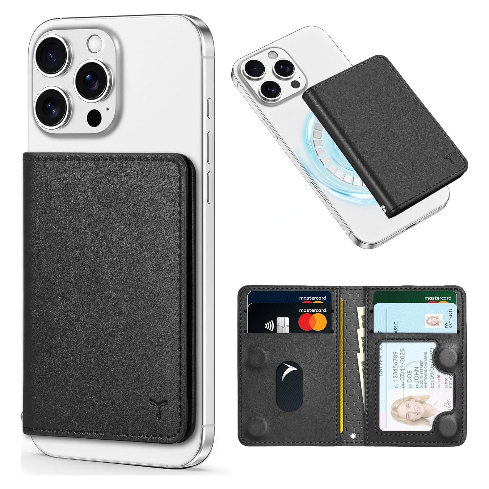 Cartera Magnética TUCCH para iPhone con 6 Soportes RFID - Negro