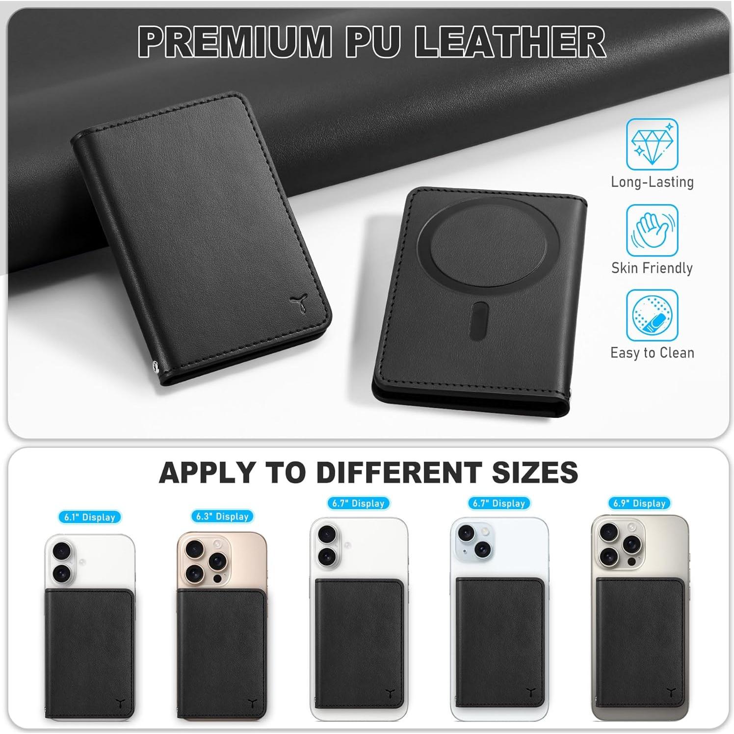 Cartera Magnética TUCCH para iPhone con 6 Soportes RFID - Negro