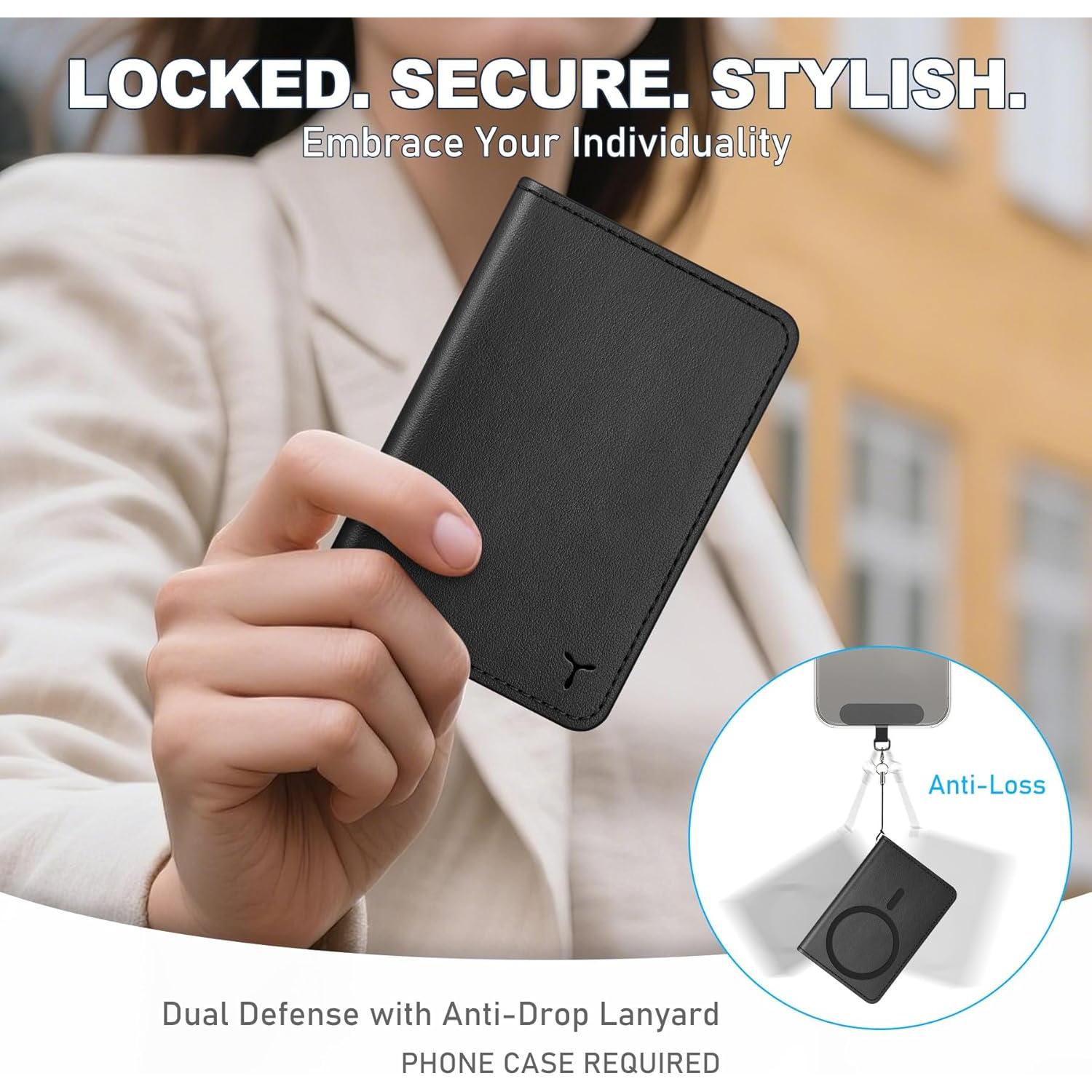 Cartera Magnética TUCCH para iPhone con 6 Soportes RFID - Negro