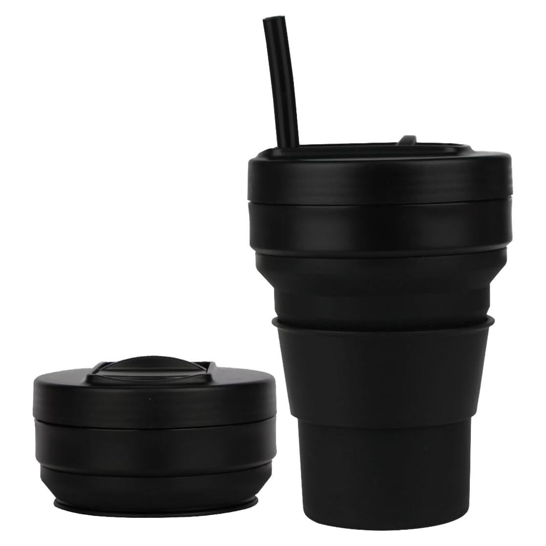 Taza Plegable UNNESTAR 350ml Silicona Reutilizable Negra