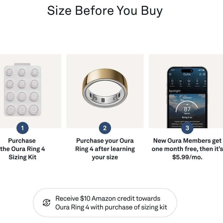 Kit de Tamaño Oura Ring 4 - Ajuste Ideal y Crédito
