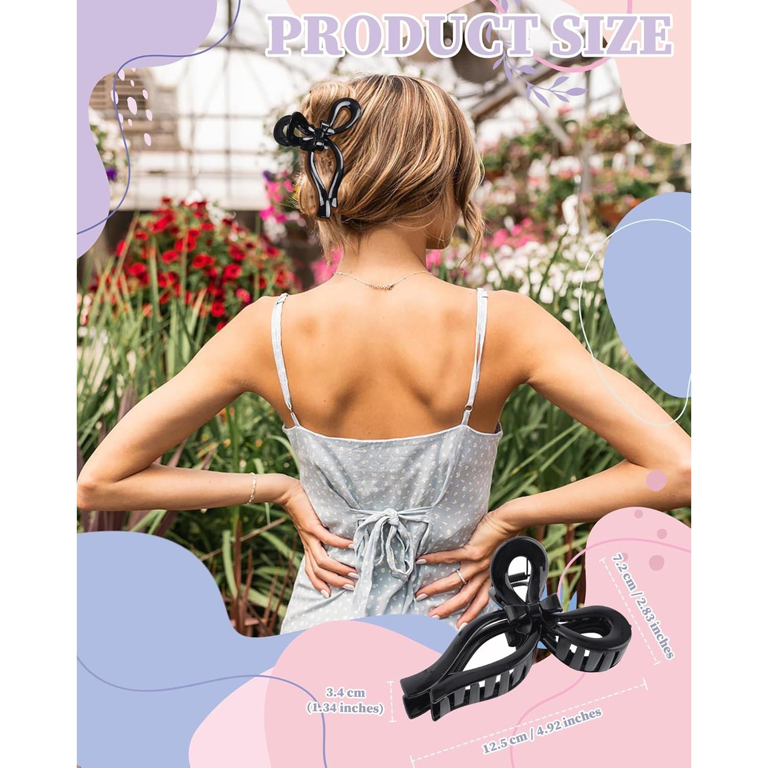 4 Clips de Pelo con Lazo Chlins - Antideslizantes 12.5 cm