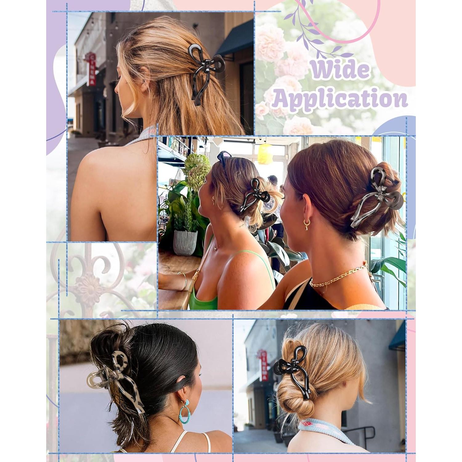 4 Clips de Pelo con Lazo Chlins - Antideslizantes 12.5 cm